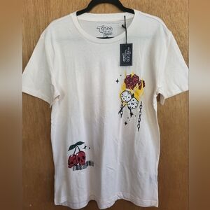 Taco Tuesday Graphic Tee with Skull and Rose Design 'Born To Win'. Men's Medium